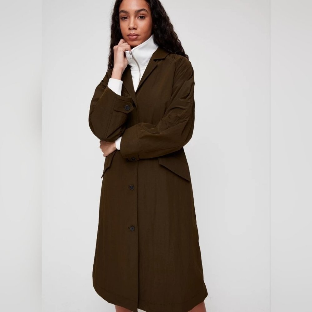 ARITZIA babaton Skylar trench coat moss green size small - Picture 6 of 13